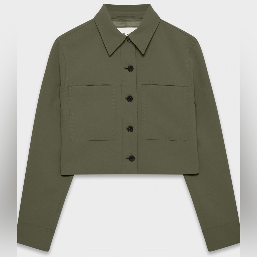 Aritzia Wilfred Little Cropped Jacket Crepette - Dark Olive Nwt